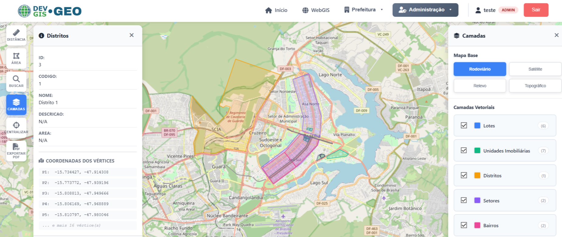 Interface WebGIS em Tela Cheia